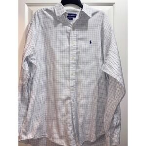 Polo Ralph Lauren Golf Blake Mens XL Button Down Shirt Blue White Check Cotton